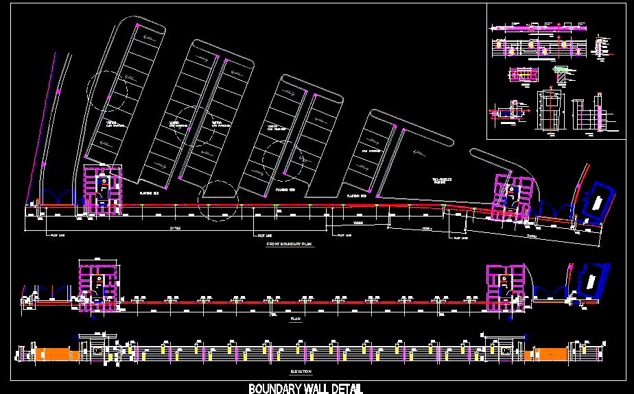 Commercial Boundary Wall & Gate Design in AutoCAD DWG